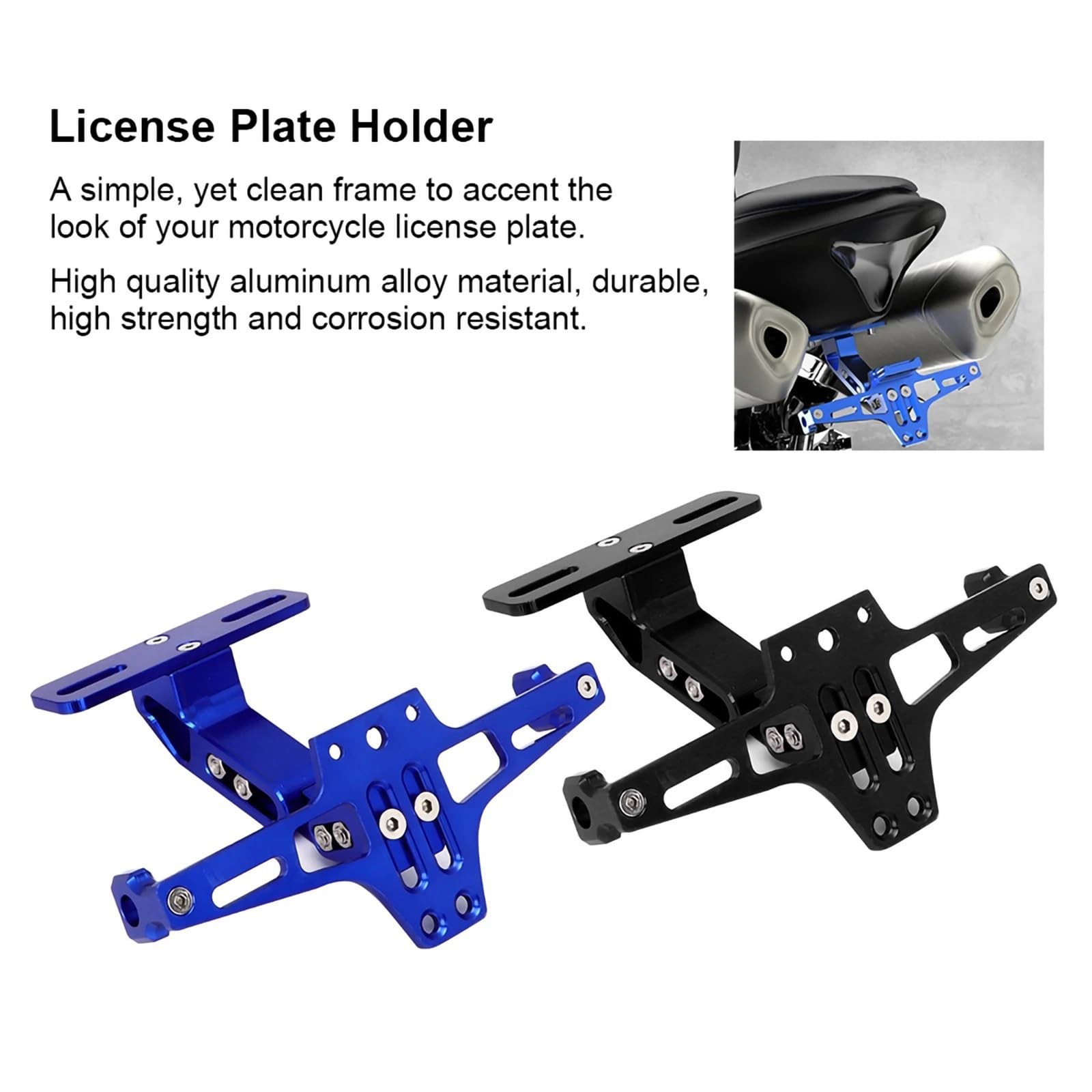 Support De Plaque D'immatriculation Réglable, Télescopique, en Alliage, avec Éclairage LED, Convient pour Moto Support Plaque immatriculatio