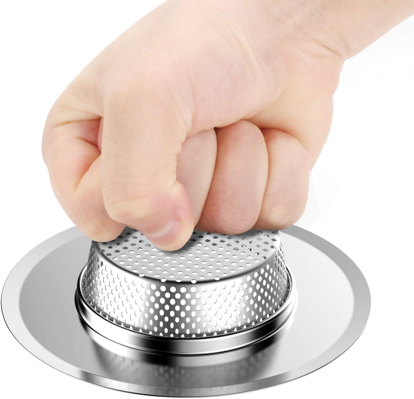 Stainless Steel Kitchen Sink Strainer, Large Wide Rim 4.5" Diameter (4.5, HD1016-2 Pack) (silver) (silver)