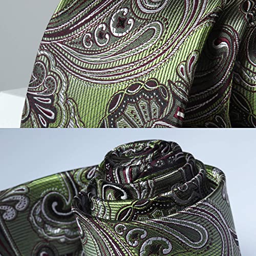 Image of HISDERN Ties for Men Paisley Tie and Pocket Square Woven Classic Floral Mens Ties Handkerchief Set Wedding Party Necktie