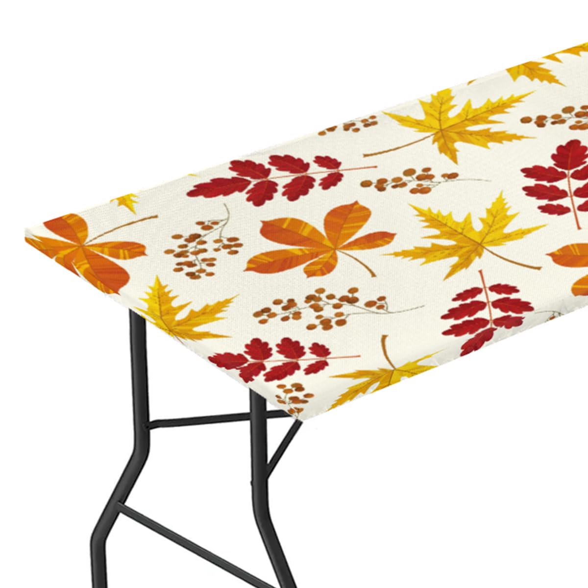 Kxnvtyeop Fall Maple Leaf Table Cloth Autumn Leaves Tablecloth Rectangle Elastic Fits 6 Foot Folding Tables Waterproof Washable Polyester Table Covers