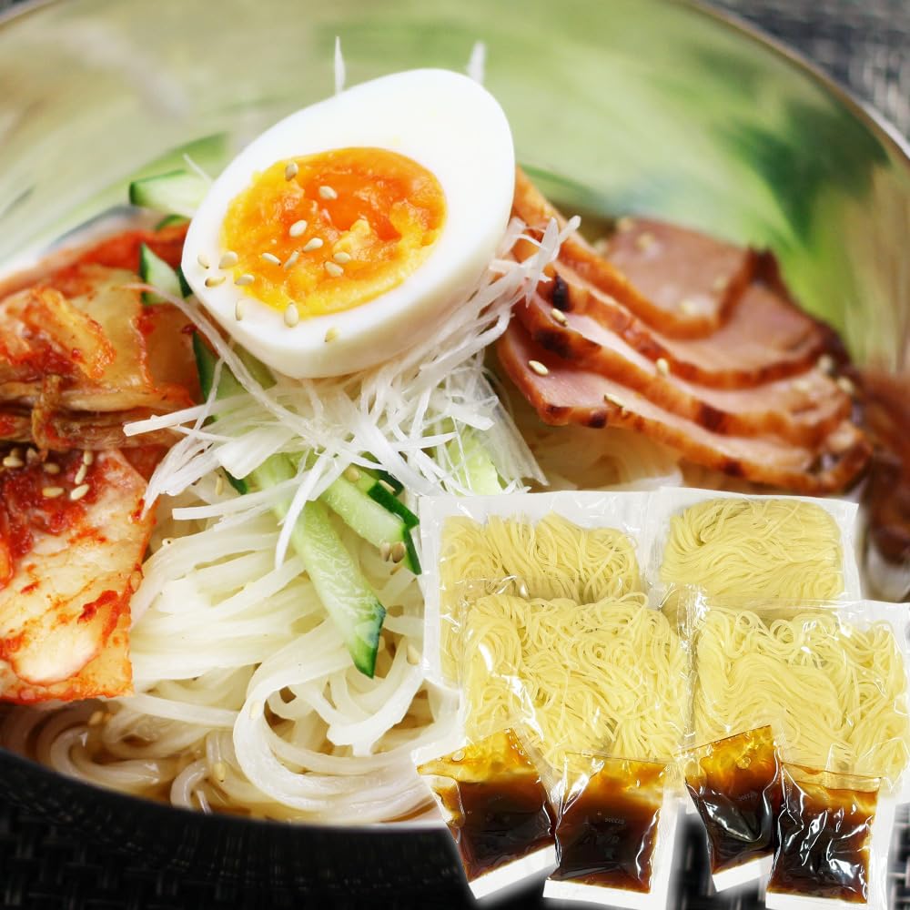 Amazon.co.jp: 焼肉屋さんの本格 冷麺 (4食入り) 麺のコシとスープの