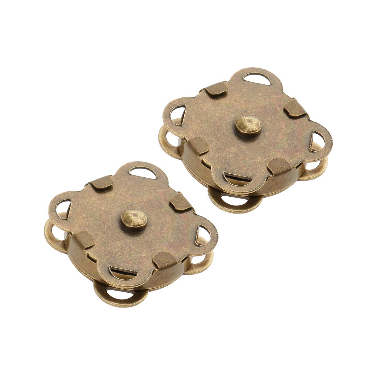 Cierres magnéticos de metal, accesorio de costura para ropa de bricolaje, manualidades, bolsos, abrigos de cuero, chaquetas y bolsos (18 mm, plata, 2 piezas) [Bronce (14 mm) 50]