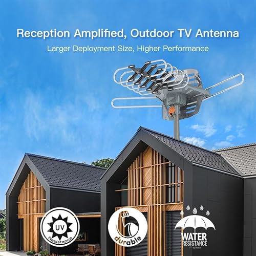 990 Mile Outdoor Amplified TV Antenna HDTV 1080P 4K 36dB Motorized Rotation 360° - Thumbnail 5