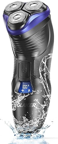 GLAKER Maquinilla de afeitar eléctrica para hombres Afeitadora inalámbrica para hombre con recortadora emergente, IPX6 impermeable, para húmedo y