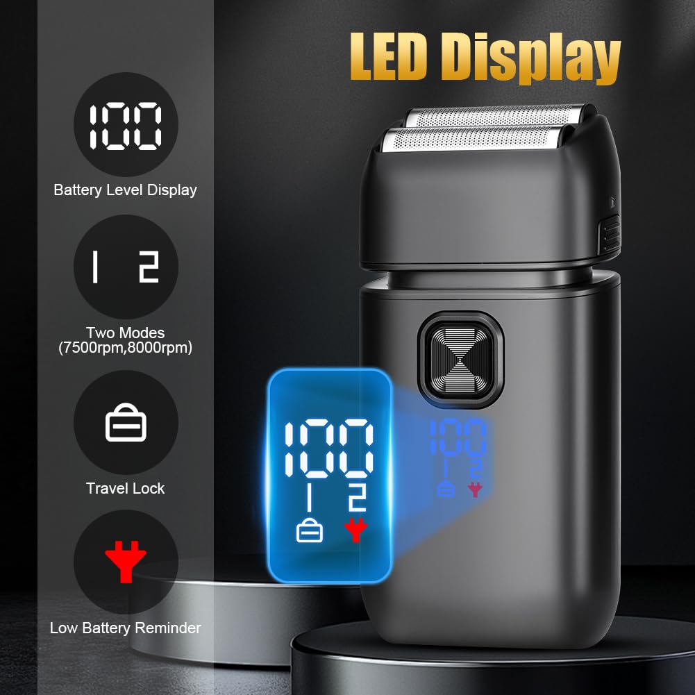 Flintronic Golarka foliowa, elektryczna maszynka do golenia dla mężczyzn, golarki elektryczne 2 w 1 z trymerem Pop Up, nadająca się do prania, głowica do golenia, ładowanie USB-C, męska bezprzewodowa
