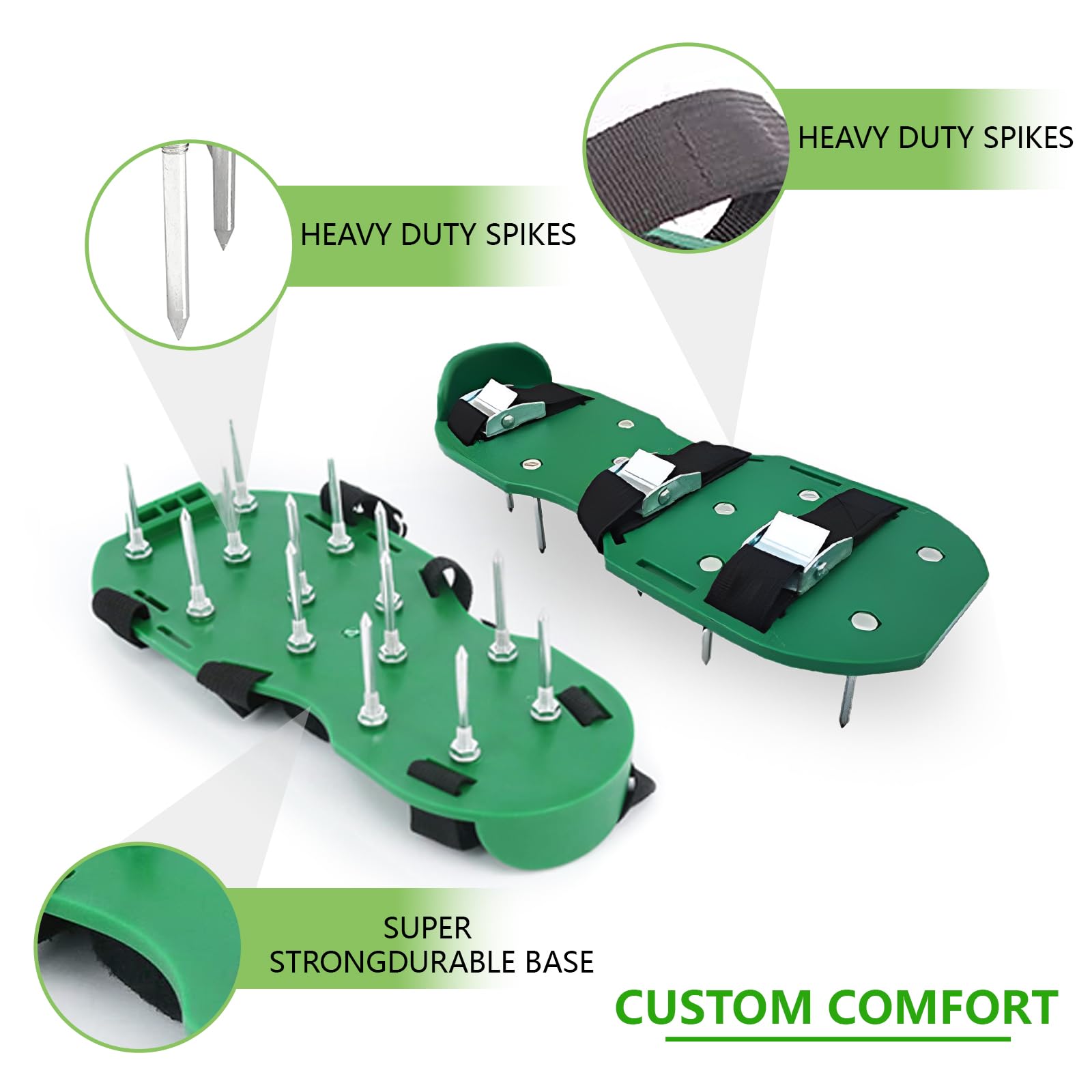 Aireador de césped, zapatos con 4 correas ajustables y escarificador de metal para aireador de césped, zapatos de jardín