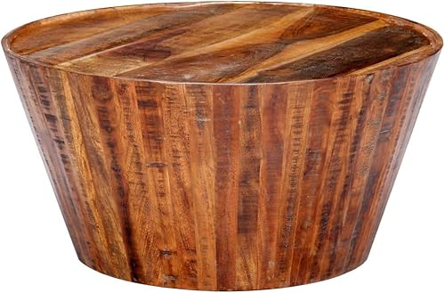 Miniatura 43 de Mesa auxiliar redonda de madera, mesa auxiliar de madera de acacia maciza, mesa auxiliar para sala de estar, hogar, oficina, 25.6 x 25.6 x 12.2