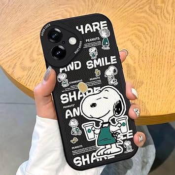 iPhone 17 Pro Case, Snoopy Smartphone Case, iPhone 17 Pro, Cover, Thin, Slim, Lightweight, TPU Bumper, Full Protection, Anti-Scratch, Lens Protection, Wireless Charging, Fingerprint Prevention, Compatible with All Models, iPhone 17 Pro, Popular Case