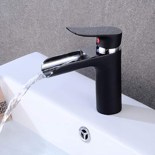 YHSGY Kitchen Taps Basin Faucets Waterfall Bathroom Faucet Single Handle Basin Mixer Tap Bath Black and Chrome Faucet Brass Sink Water Crane Silver