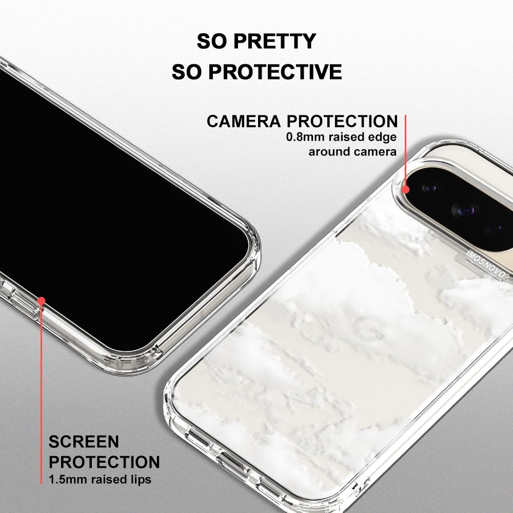 MOSNOVO Case for Google Pixel 10 & Pixel 10 Pro, [Buffertech 6.6ft Military-Grade Drop Protection] [Anti Peel Off Tech] Clear TPU Bumper Phone Case Cover Design - Cute Cherry — view 51