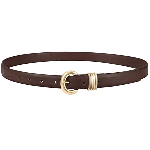 XZQTIVE Women Leather Belt for Jeans Pants Fashion Skinny Ladies Waist Belt with Gold Buckle
