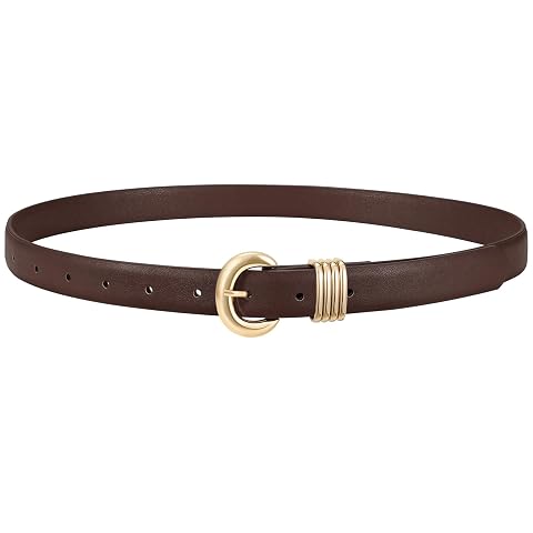 XZQTIVE Women Leather Belt for Jeans Pants Fashion Skinny Ladies Waist Belt with Gold Buckle