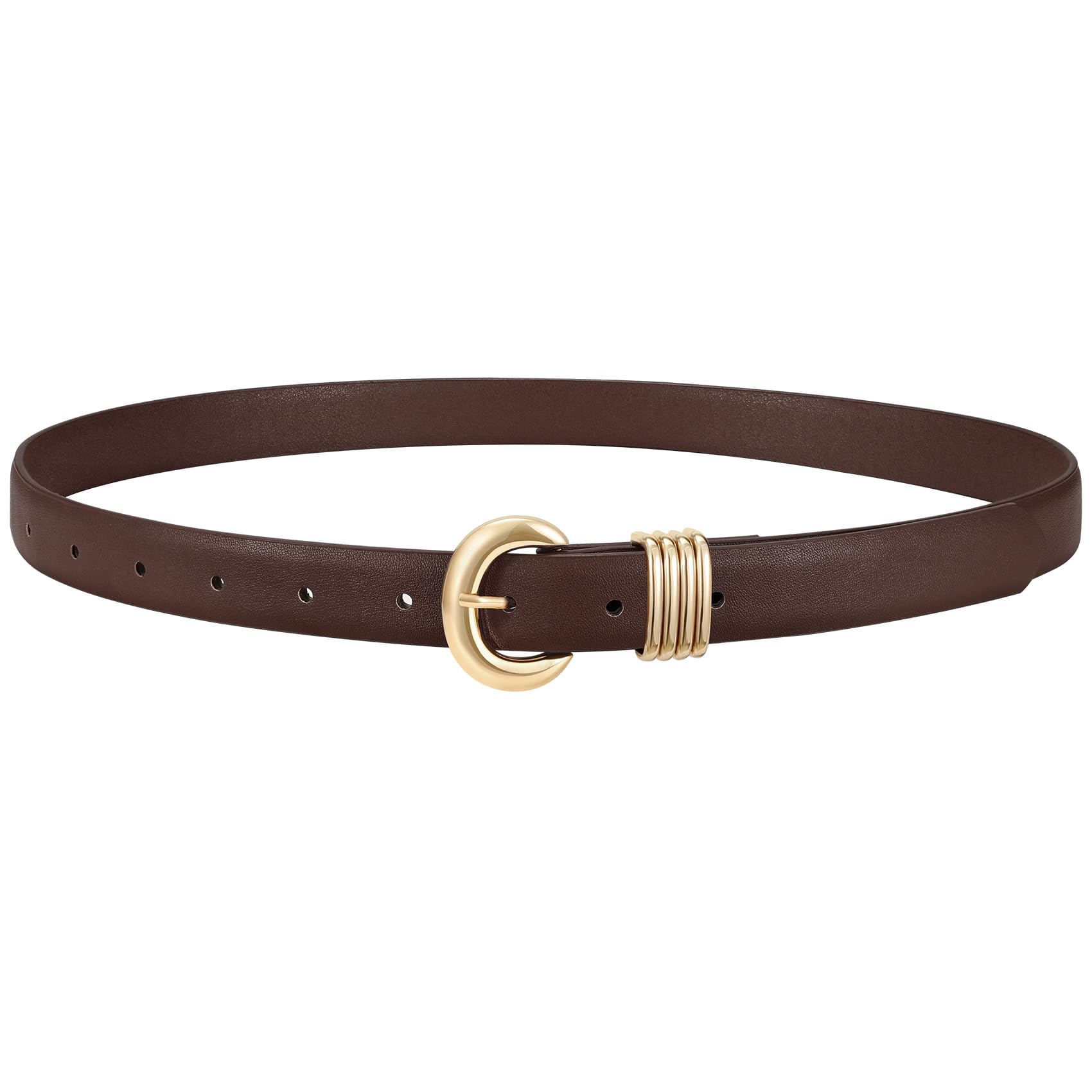 XZQTIVE Women Leather Belt for Jeans Pants Fashion Skinny Ladies Waist Belt with Gold Buckle