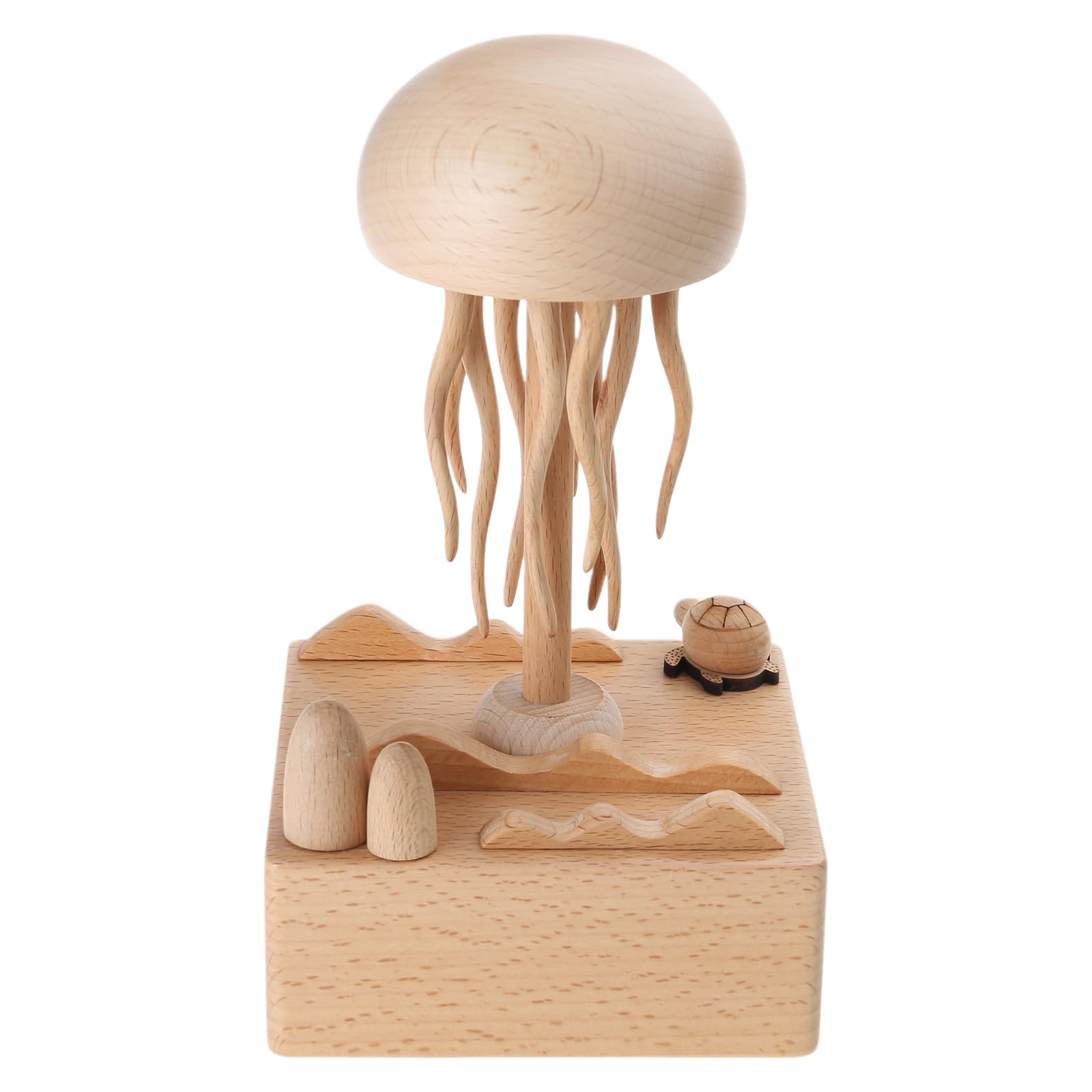 Jazuaiao Jellyfish Wood Electric Music Box Jellyfish Sea Series Decors with Swinging Marine Creatures Coastal Decor Toy Collector Item