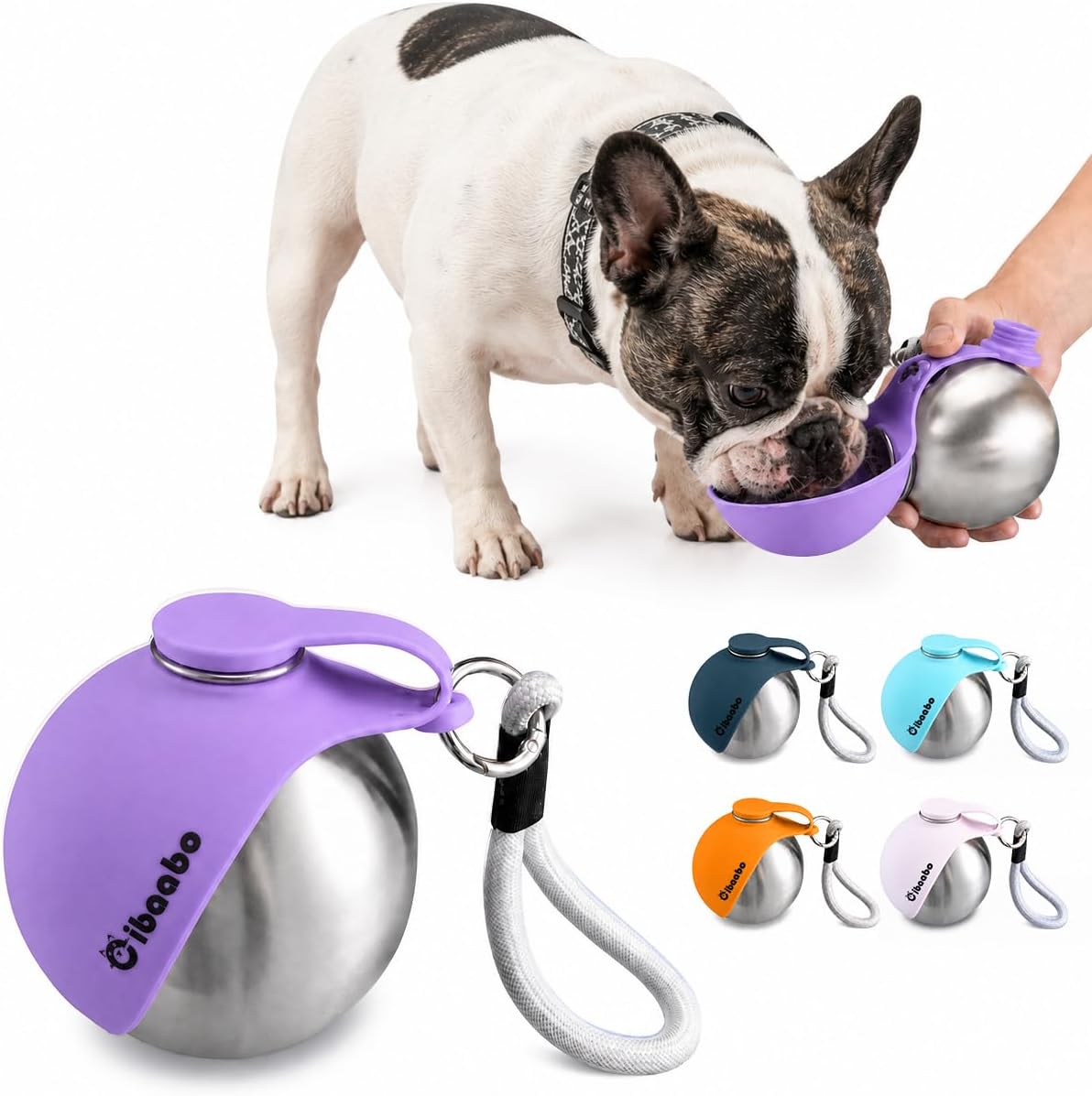 Cibaabo Portable Dog Water Bottle with Collapsible Silicone Bowl 10 oz