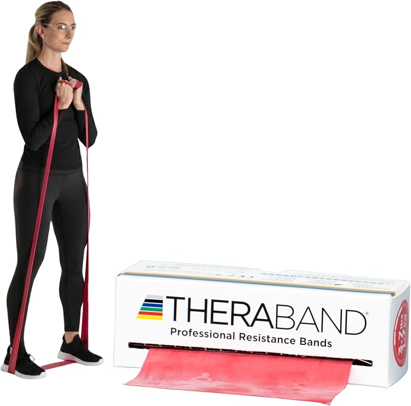 THERABAND Bandas de resistencia, Banda de entrenamiento, Ejercicio, Fisioterapia, Rojo | Equipo profesional TheraBand para ejercicio, fisioterapia, fitness y entrenamientos en casa.