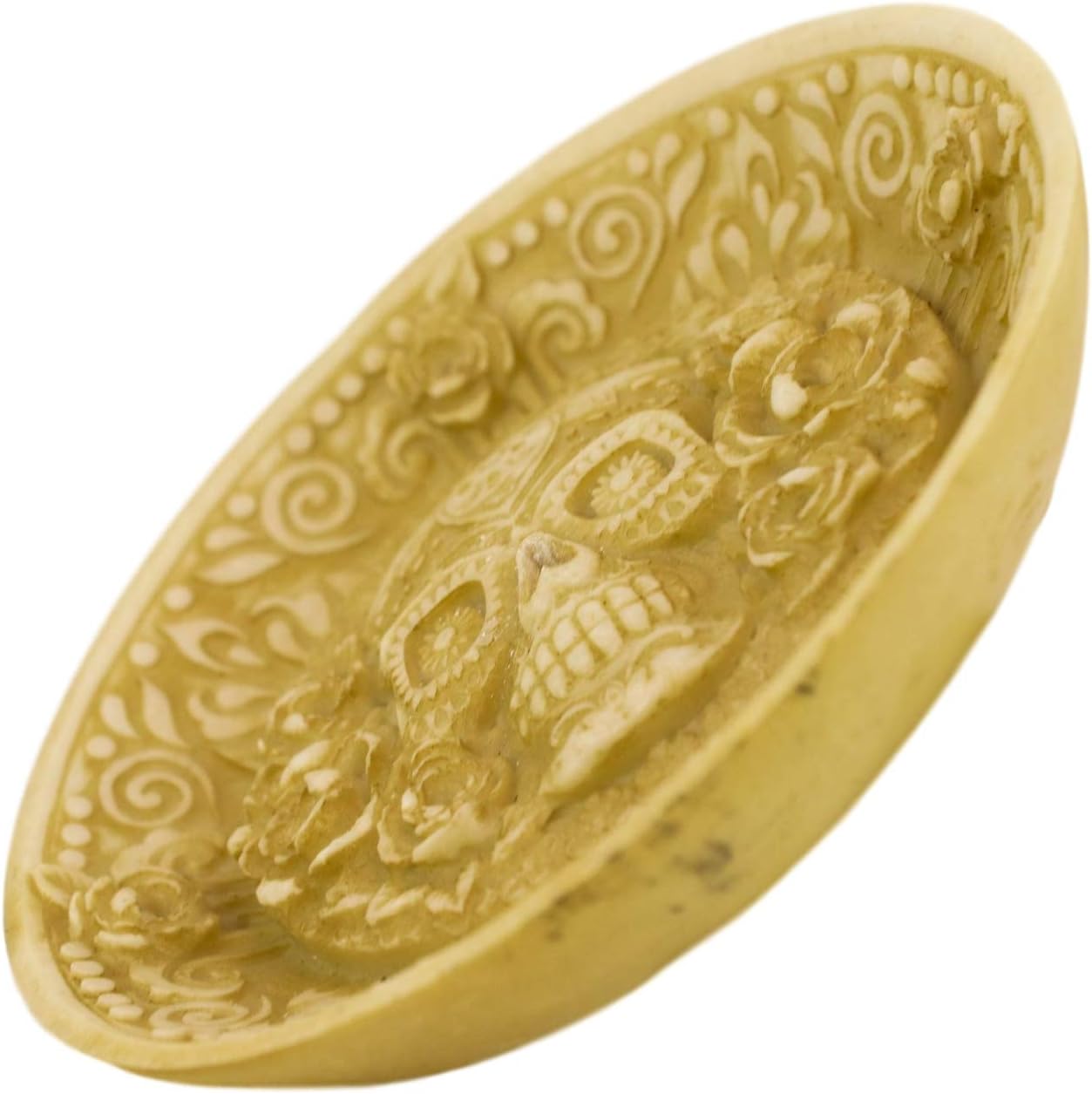 Ebros Day of The Dead Inca Floral Rose Sugar Skull Incense Stick Burner Holder Medallion Dish Figurine Skeletons Halloween Ossuary Aromatherapy Coin Jewelry Dishes Decorative Accent