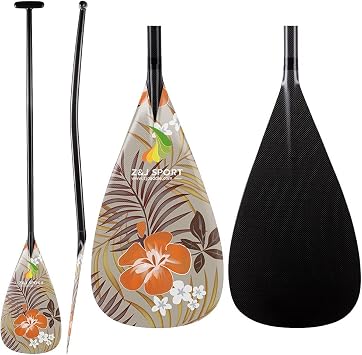 Z&J SPORT Outrigger Canoe Paddle Full Carbon, Tahiti Style OC Paddle with T-Handle, Lightweight Carbon Paddle for Waka AMA, vaa, Bent Shaft & 12 Degree Graphic Blade