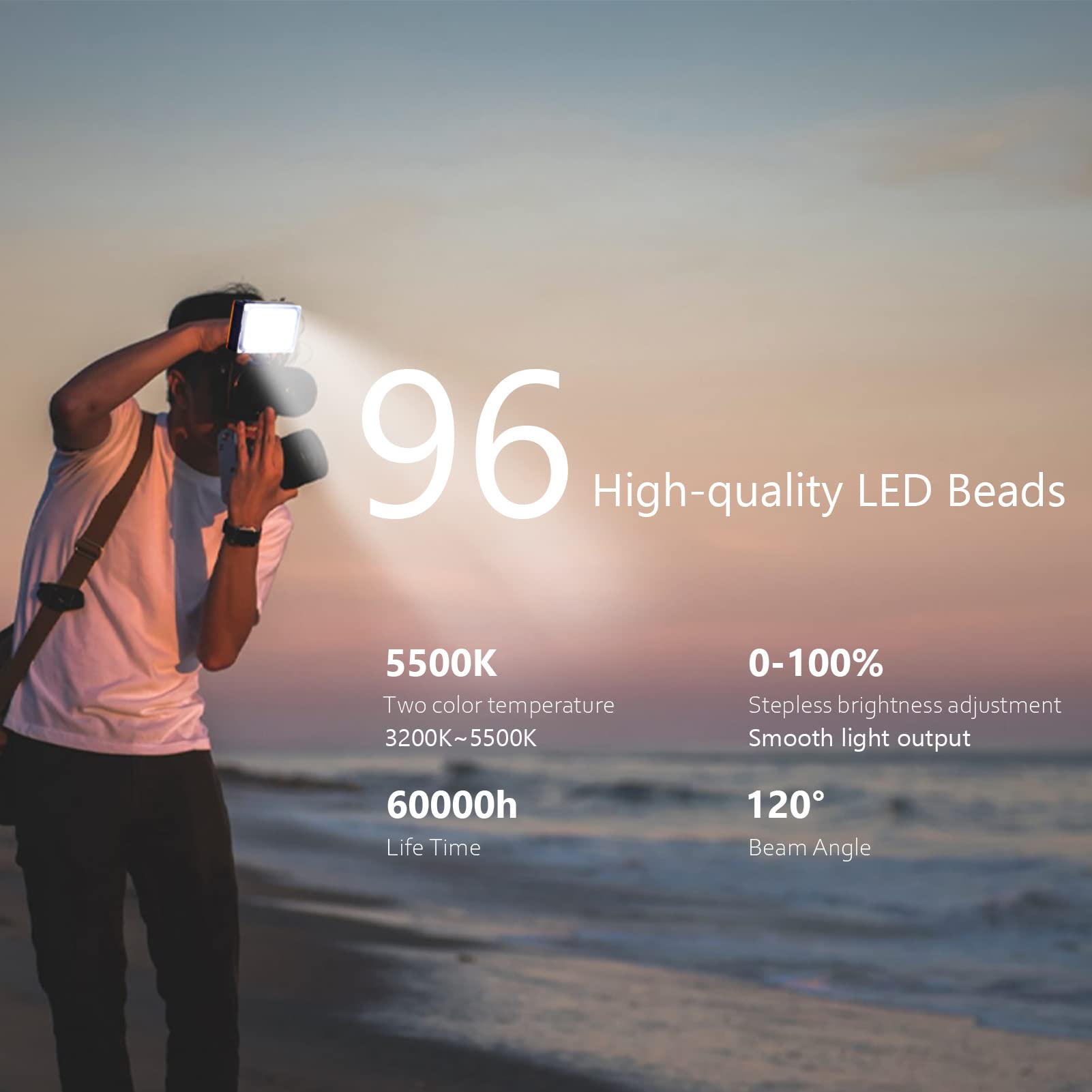 Kamera LED-Licht, On-Kamera Video füllen Licht Lampe 5500K 96 Pcs LED für Hochzeit, außerhalb des Schießens, Nachrichten-Interview