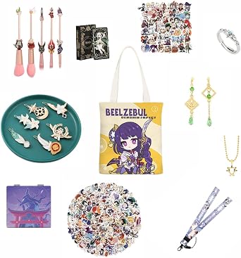 Genshin impact a variety of gift sets suitable for women, including stickers, necklaces, earrings, rings, makeup brushes, etc STYLE7