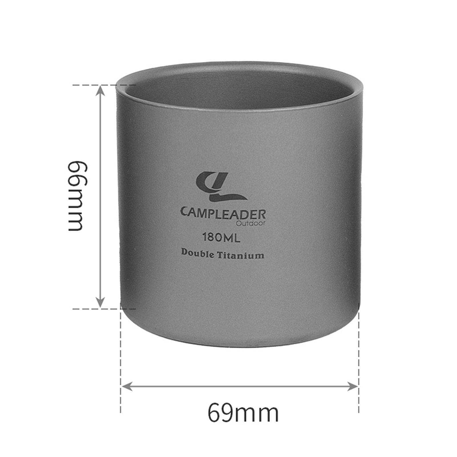 Titanium Cup 120ml/180ml/300ml Portable Camping Picnic Water Cup Mug,Double-Layer Lightweight Camping Mug With Sandblasted Surface, for Outdoor Picnic Backpacking (180ML)