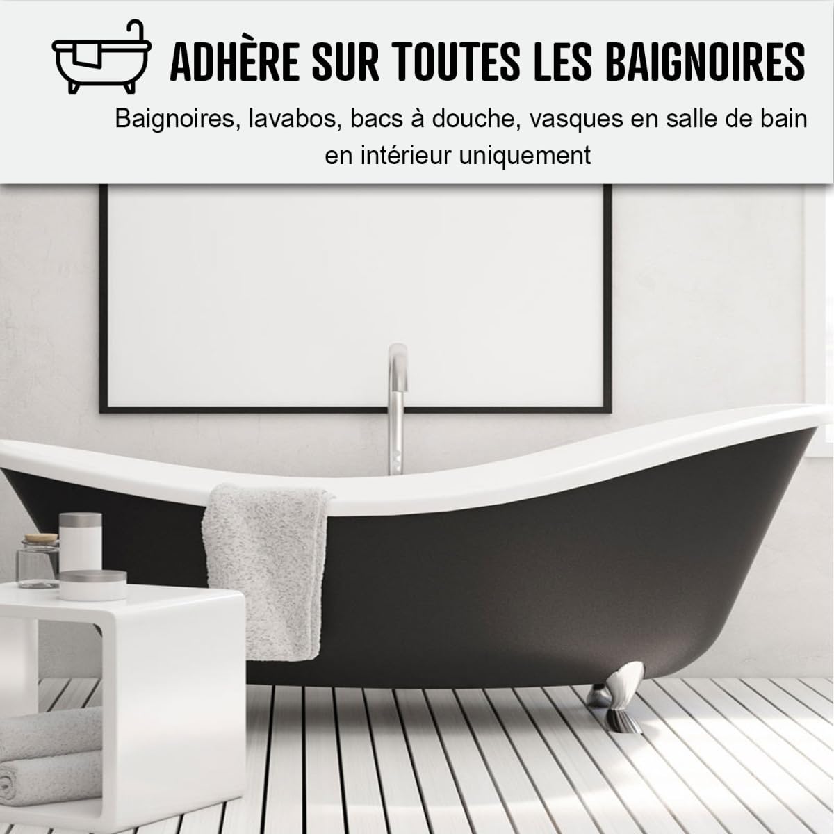 ARCANE INDUSTRIES Peinture Baignoire Lavabo Bac à douche : Résine Salle de Bain pour Baignoire émail, acrylique et fonte - 1 kg (jusqu'à 3 m² en 2 couches) Gris Argent - RAL 7001