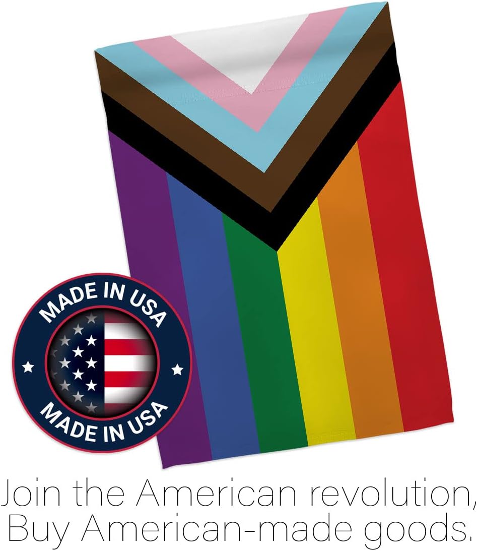 Americana Home & Garden Progress Pride House Flag Pack Support Rainbow Love LGBT Gay Bisexual Pansexual Transgender USA Embroidery Decoration Banner Small Garden Yard Gift Double-Sided