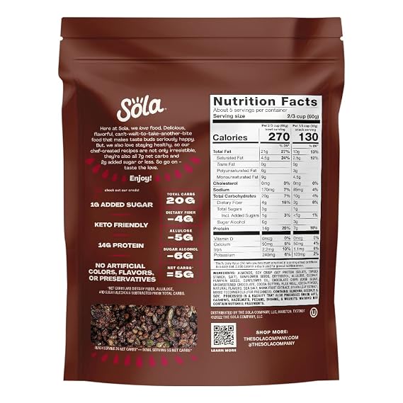 SOLA Double Chocolate Granola, 11 Ounce