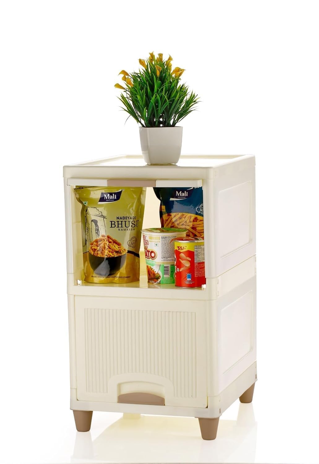 Heavy Duty Plastic Storage Cabinet with Drawer & Open Shelf, 2-Layer Multipurpose Organizer Unit for Kitchen, Bathroom, Living Room & Office, Compact Space-Saving Storage Cabinet-image-32