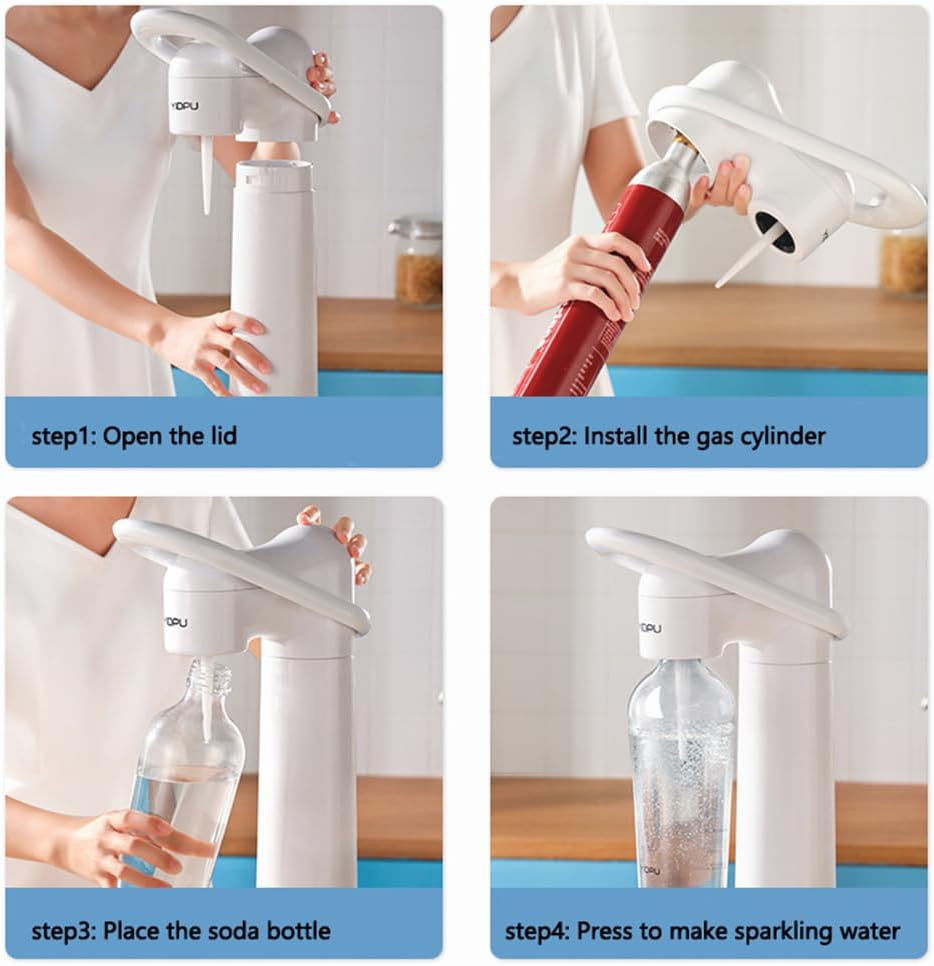 Premium Sparkling Water Maker Machine - Soda Beverage Carbonator for Home, Water Carbonation Fizz Maker, BPA-Free 1L Carbonation Bottle, CO2 Cylinder Not Included