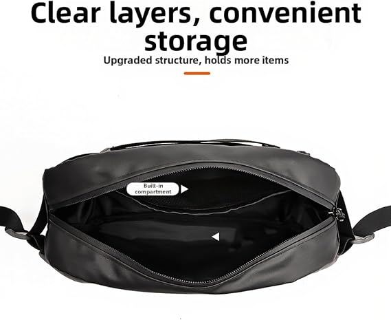 Waterproof Front Bag, Multifunctional PU Leather Shoulder Bag with Reflective Strips,for Road and Mountain Biking, 32x185x65cm, Black(One Size Black)