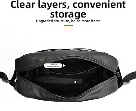Waterproof Front Bag, Multifunctional PU Leather Shoulder Bag with Reflective Strips,for Road and Mountain Biking, 32x185x65cm, Black(One Size Black)