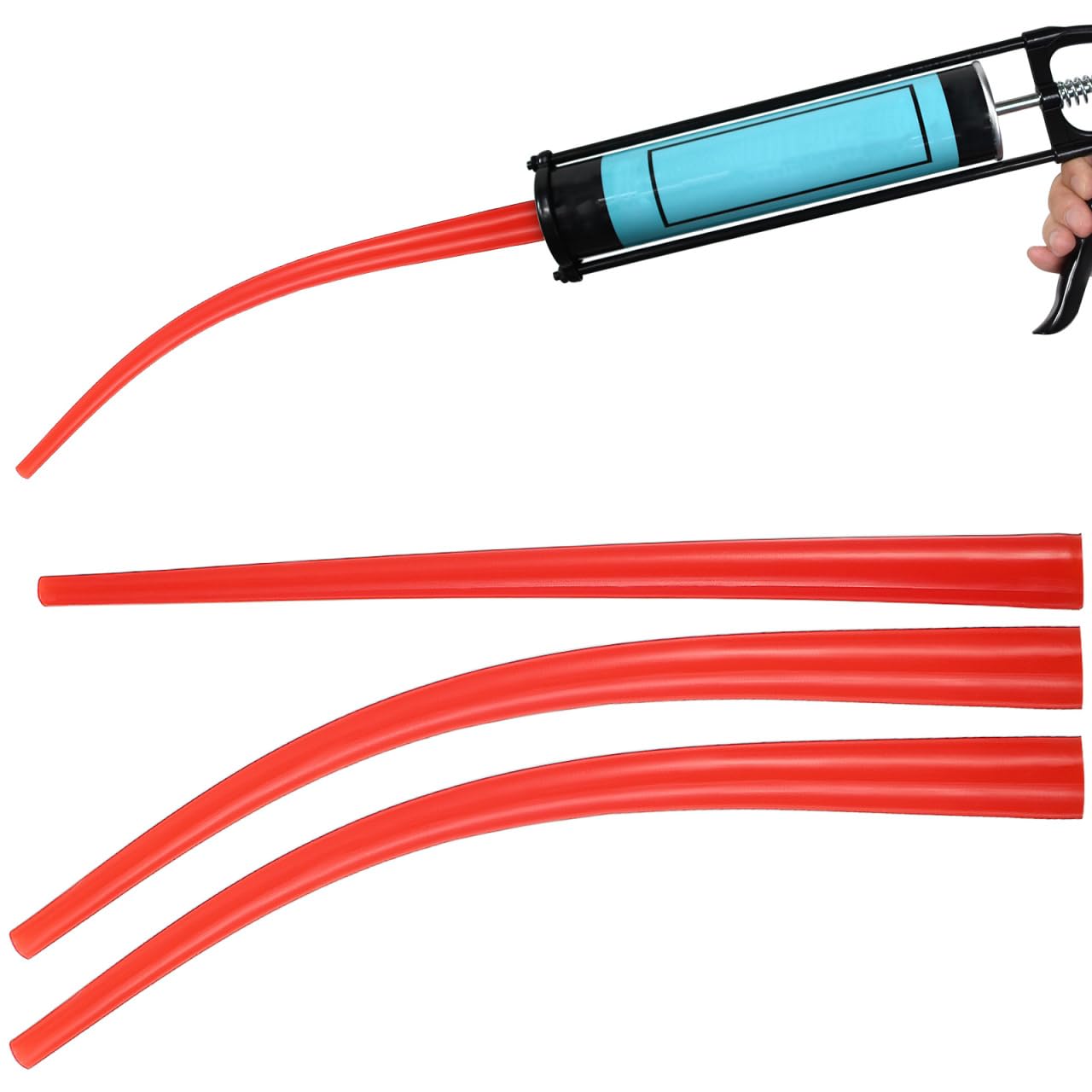 DOITOOL 3PCS Caulking Nozzle Extension Tips Fit Reusable Long Tube Applicators for Sealant Application Windows Doors Tiles Enhanced Adhesion and Precise Sealing Tool Red Extra Long Silicone Nozzles