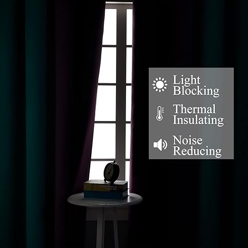 Miniatura 3 de Cortinas degradadas verde azulado y morado de 63 pulgadas de largo, 2 paneles, cortinas opacas con patrón de línea degradado y ondulada para