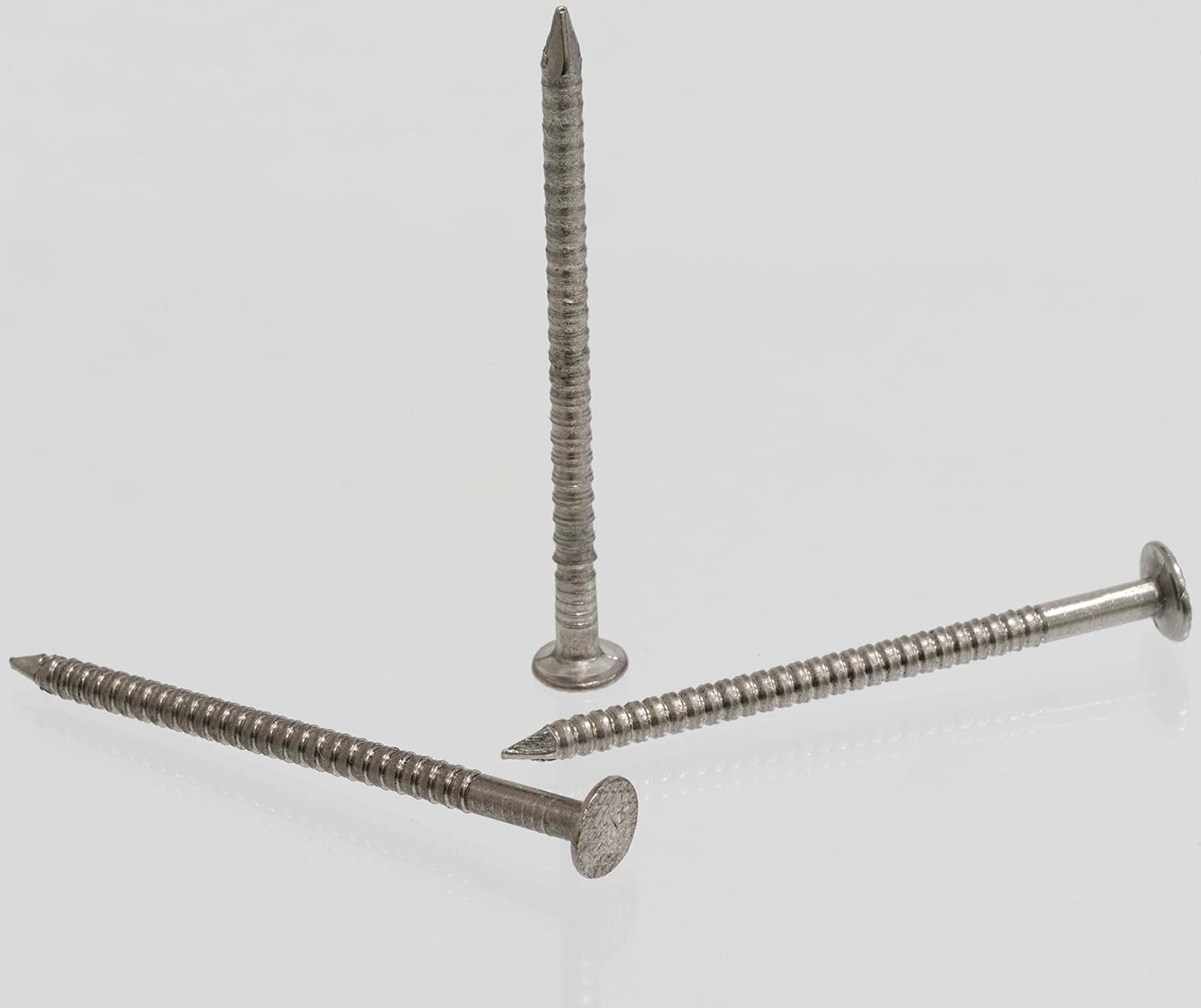 AERZETIX - C64826 - Set of 25 knurled nails with flat head Ø2.3x37 mm - nail with ring shank - A2 steel - silver colour - fixing sheets panels facades gutters wood