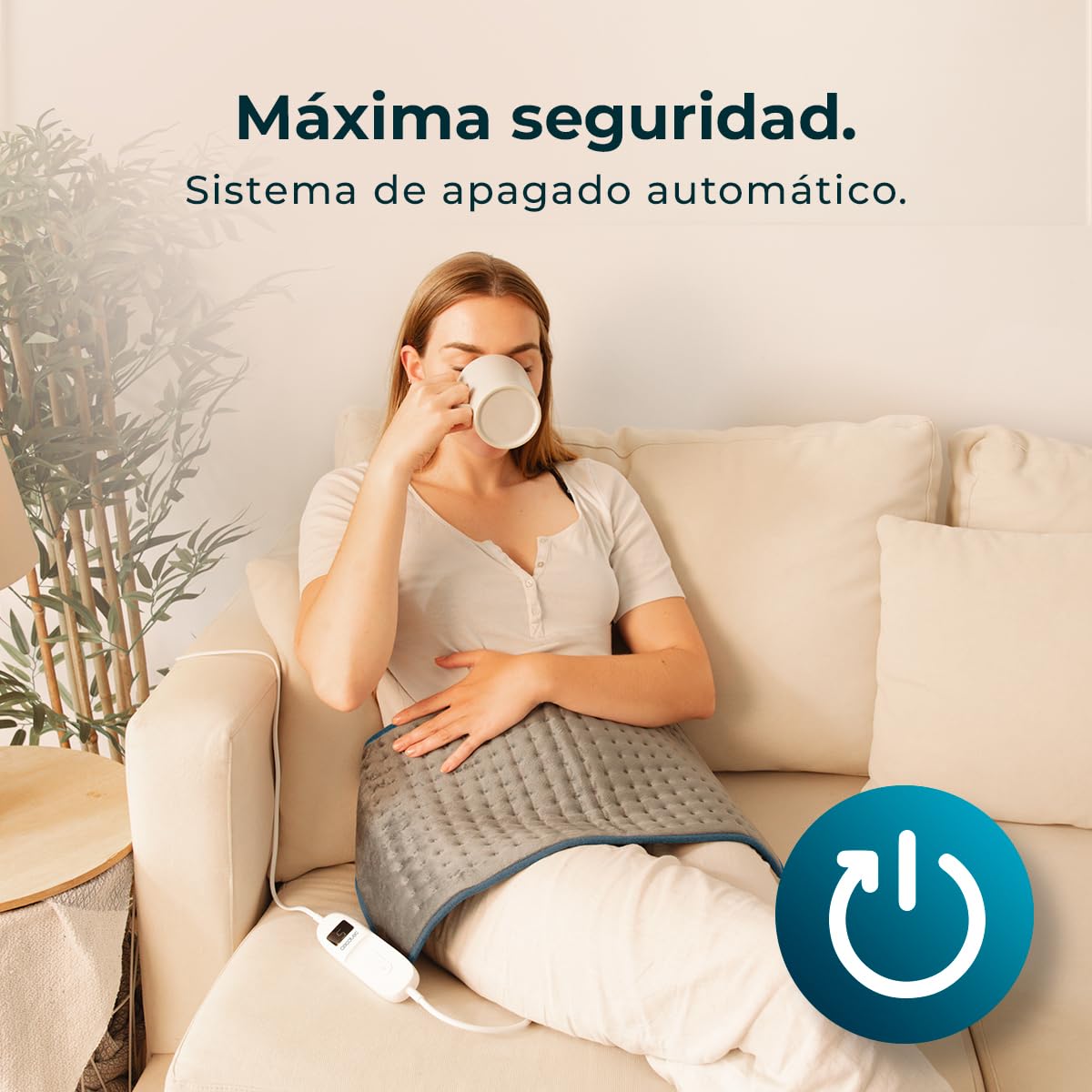 Cecotec Almohadilla Eléctrica HeatConfort 6000 ThermalPad. Almohadilla térmica 30x60 cm ideal para alivio lumbar, cuello y hombros, con ajuste de temperatura y material suave.
