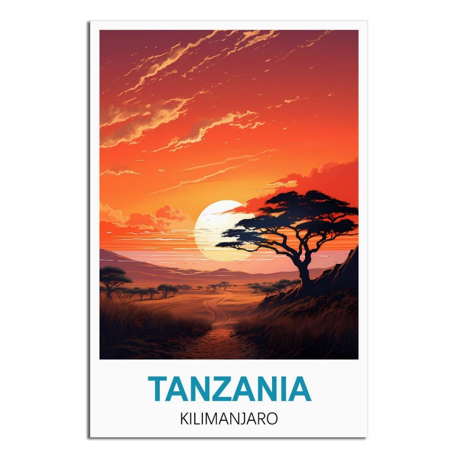 EZMLFA 5D Diamond Art Kits for Beginner,Tanzania Kilimanjaro Tree,Diamond Art House DIY Diamond Art Kits for Home Wall Decor 40x50cm