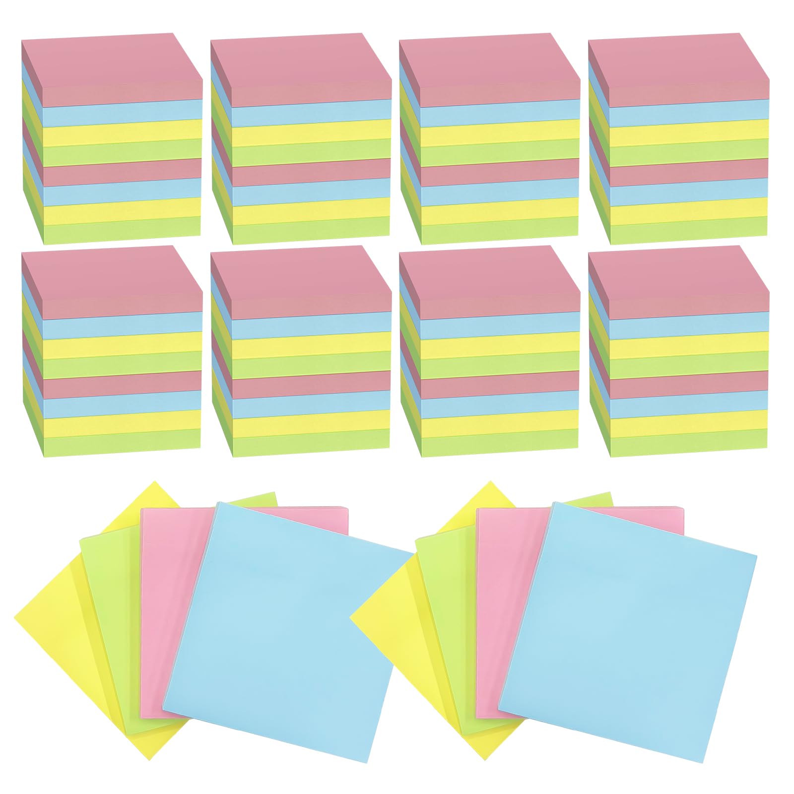 Haftnotizen, 7,6 x 7,6 cm, leuchtende Farben, selbstklebende Blöcke, kleine Notizblöcke für Büro, Schule, Lehrer, Meetings, Heimbedarf, 50 Blatt/Block, insgesamt 6000 Blatt, 120 Stück