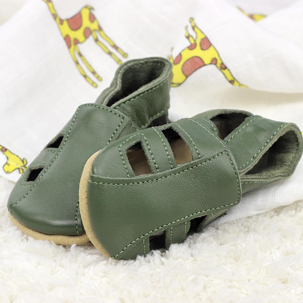 Dotty Fish Soft Sole Leather Sandals for Babies & Kids – Barefoot Feel, Non-Slip Sole, Breathable, Lightweight & Flexible Summer Shoes for Boys & Girls - British Brand - 0-6 Months - 4-5 Years — view 3