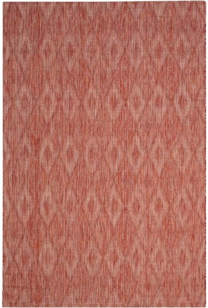 SAFAVIEH Washable Rug Outdoor Courtyard Collection - 6'7" Square, Red, Non-Shedding & Easy Cleaning, Ideal for Patio, Backyard, Mudroom (CY8522-36522)