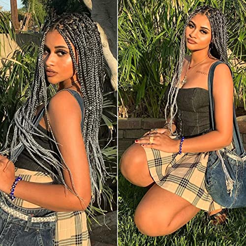 Braiding Hair Pre Stretched Ombre Braiding Hair 30 Inch Pre Stretched Braiding Hair Extensions 3 Packs Natural Gray Hot Water Setting Braiding Hair Soft Yaki Braiding Hair (30 Inch (Pack Of 3), 1B/Silver#) #TOP1