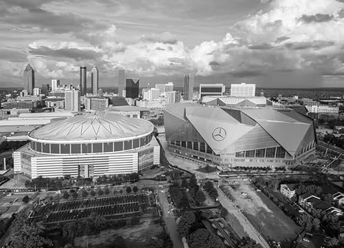 Miniatura 2 de Noah Jigsaw Puzzle Mercedez Benz Stadium and Georgia Dome, Atlanta in Black White 1000 Pieces