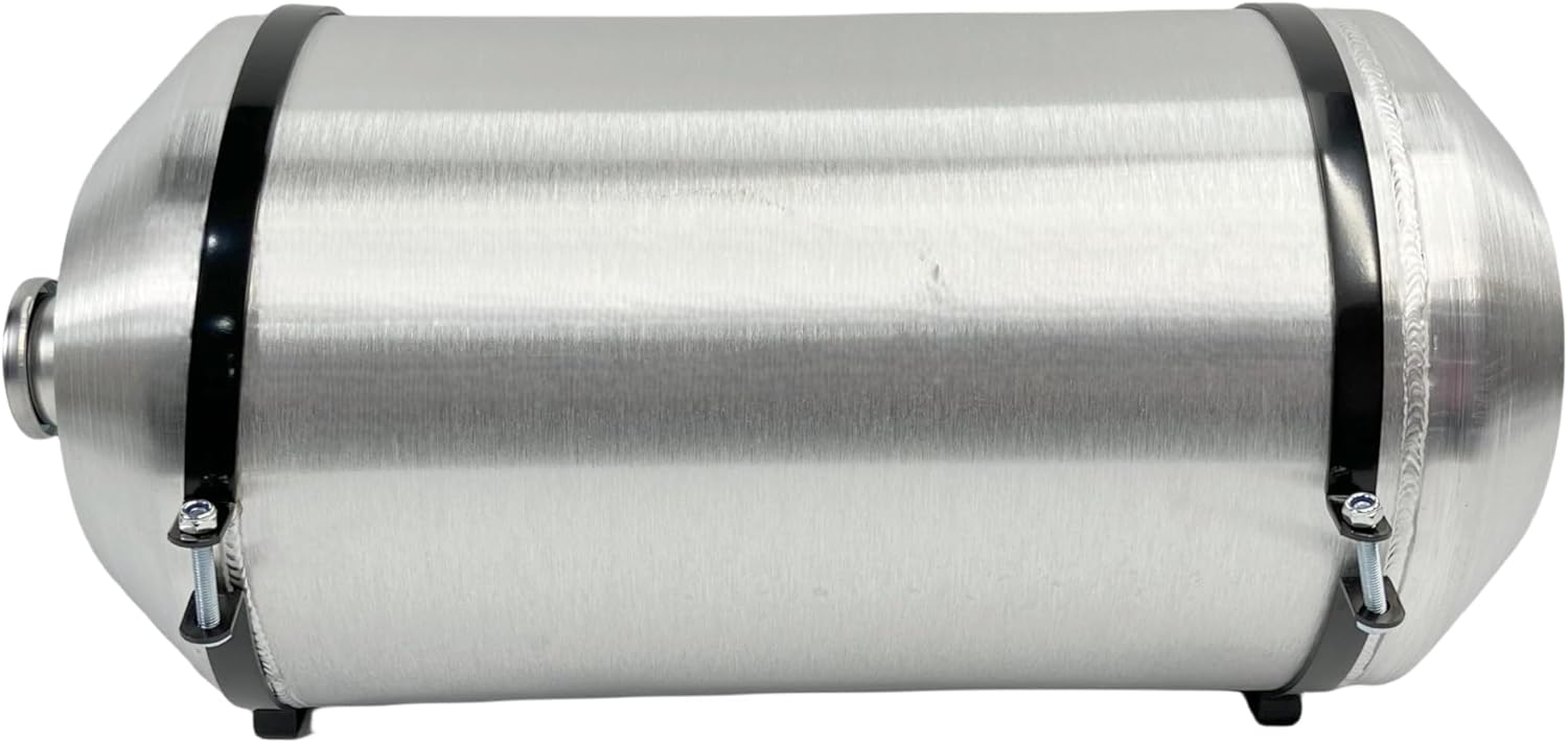 JSD Durable 8.8 Gal Aluminum Vertical Fuel Tank With Bracket- Round 12"x18" Design,1/4" NPT Outlet