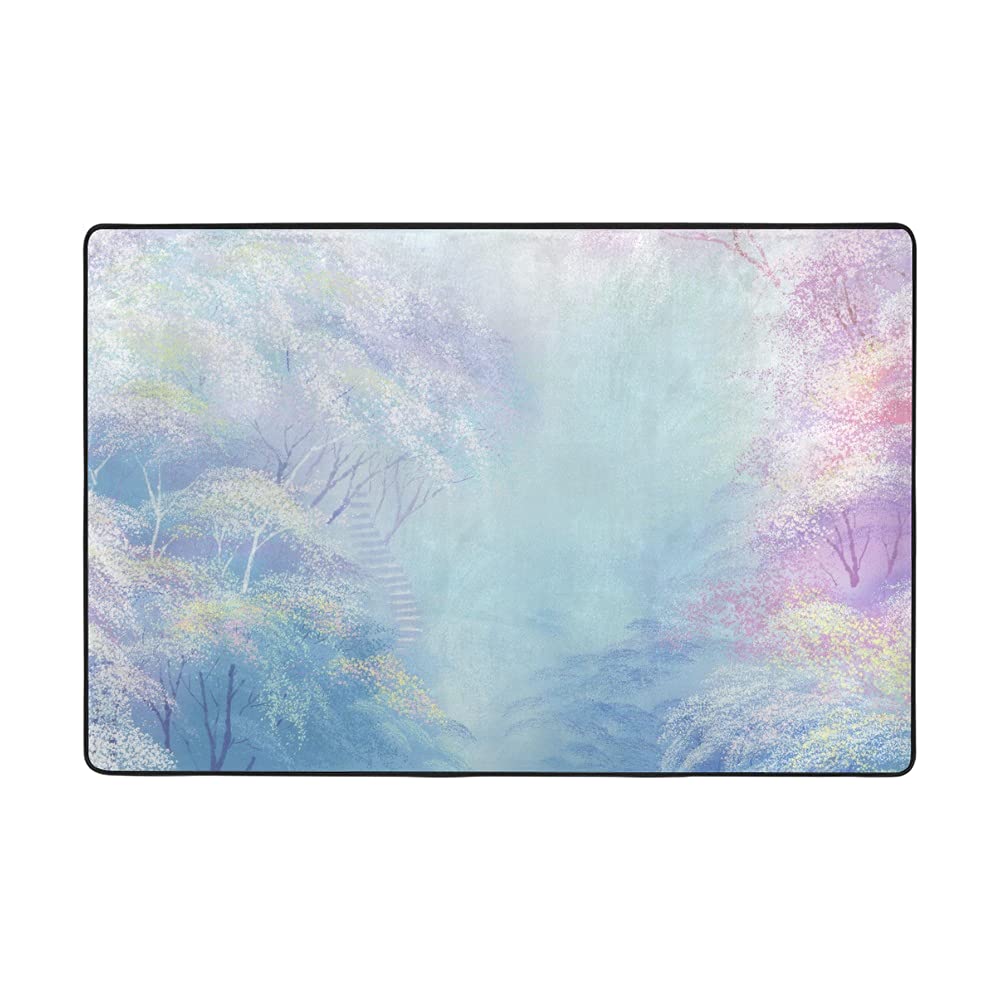Tapis de sol salon super doux bleu forêt, décoration chaleureuse pour chambre