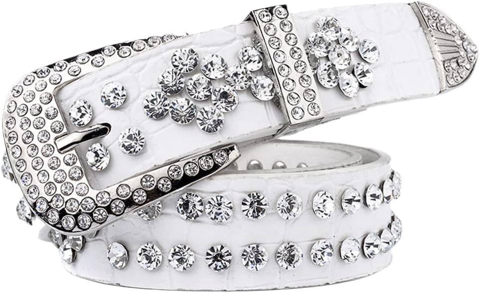 Luxury Rhinestones Belts For Women, Cow Skin Strap Female Genuine Leather Belt