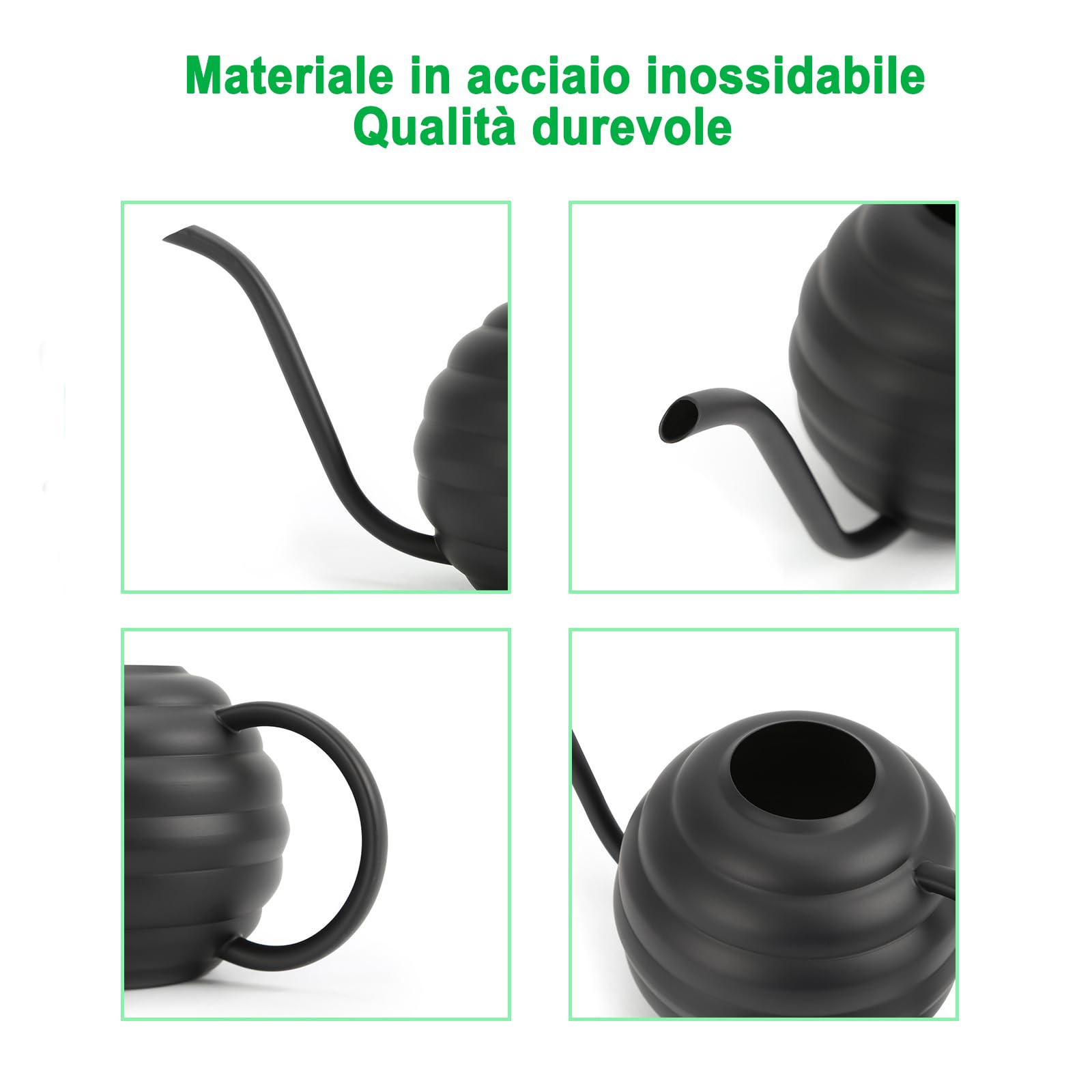 Lianshi Innaffiamento per piante,400 ml,Vaso per annaffiatura satinato in stile vintage,Opaco (nero)