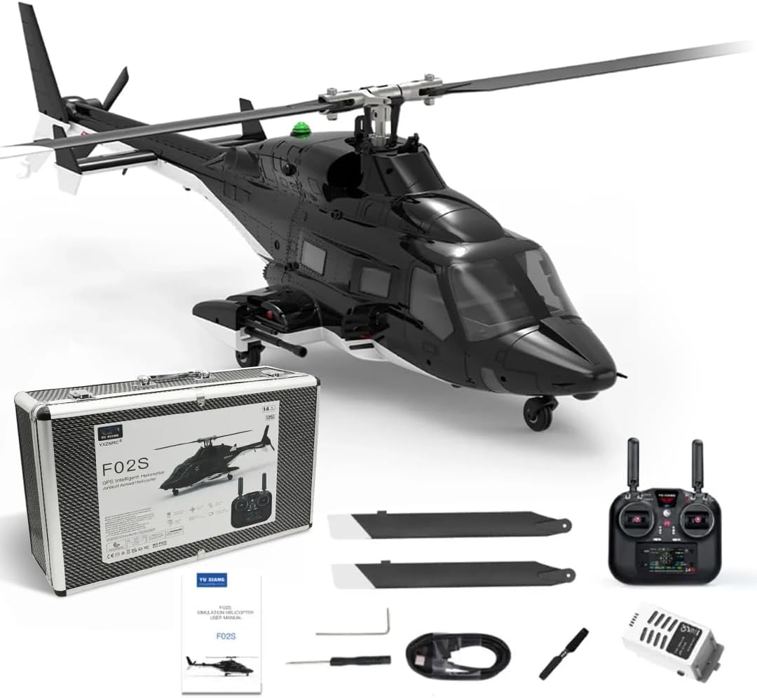 Yu Xiang F02S AirWolf 1/34 Scale Electric RC Helicopter With GPS Intelligent Flight Control System & Optical Flow Positioning - Outdoor Remote Control Helicopter RTF For Beginners, Adult
