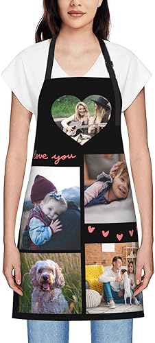 Miniatura 9 de Nsipan Delantal unisex personalizado para el día de Acción de Gracias personalizado delantal con nombre Negro-1