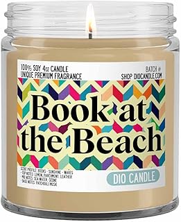 Book at the Beach Scented Candle - Smells Like Books - Sunshine - Waves - 100% Naturally Vegan Soy and Premium Fragrance | Great Gift | Handmade in Denver, Colorado (4oz Glass Jar)