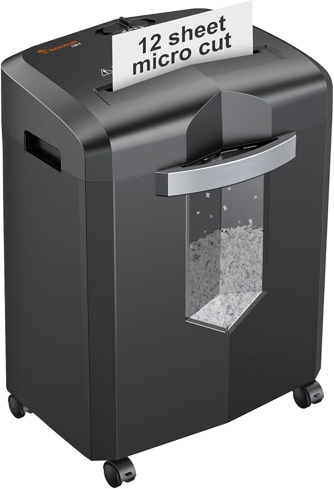 Bonsaii 12-Sheet Micro Cut Heavy Duty Paper Shredder for Home Office